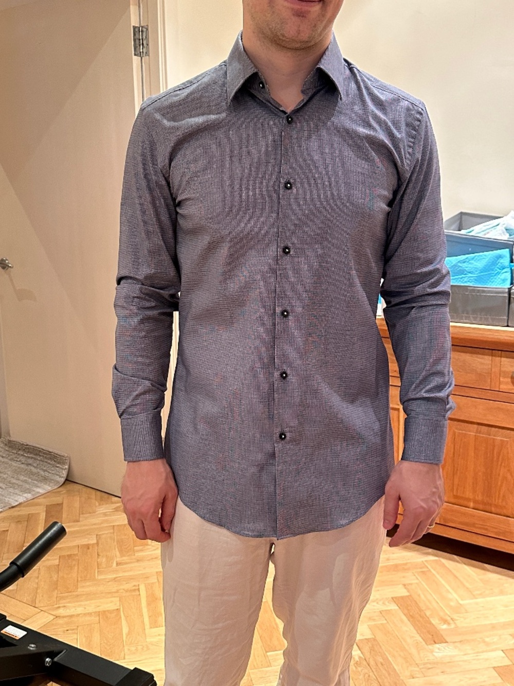 BOSS Slim Fit Easy Iron Button Up Shirt (Size 42 / 16.5" Neck)